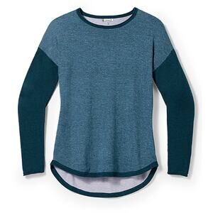 Smartwool Shadow Pine Colorblock Sweater Blue Donegal Raglan Heathered M